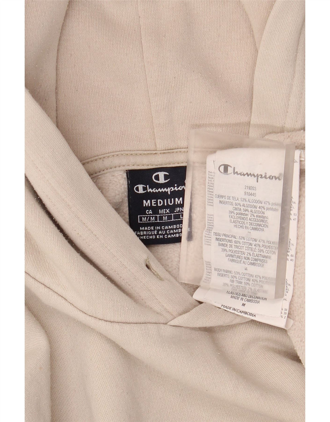 Maglione con cappuccio grafico da uomo Champion in cotone beige medio