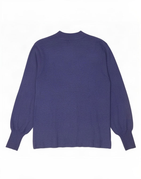Maglione maglione a collo alto da donna Marks & Spencer UK 16 grande viscosa blu