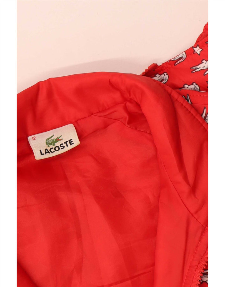 Giacca a vento con cappuccio grafica per ragazze Lacoste 11-12 anni in poliestere rosso