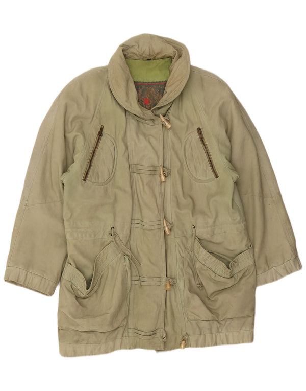 Cappotto in pelle oversize da donna vintage EU 44 XL in pelle verde