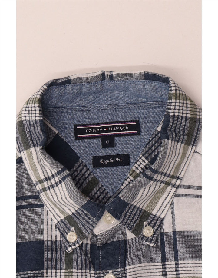 Camicia da uomo vestibilità regolare Tommy Hilfiger XL blu navy a quadri