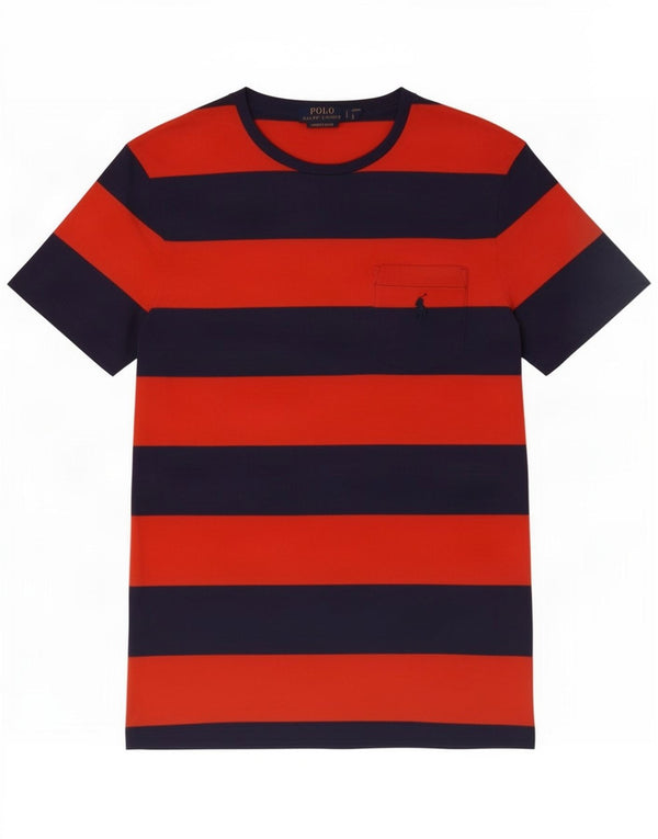 Polo Ralph Lauren T-shirt personalizzata slim fit da uomo Top in cotone a righe rosse piccole