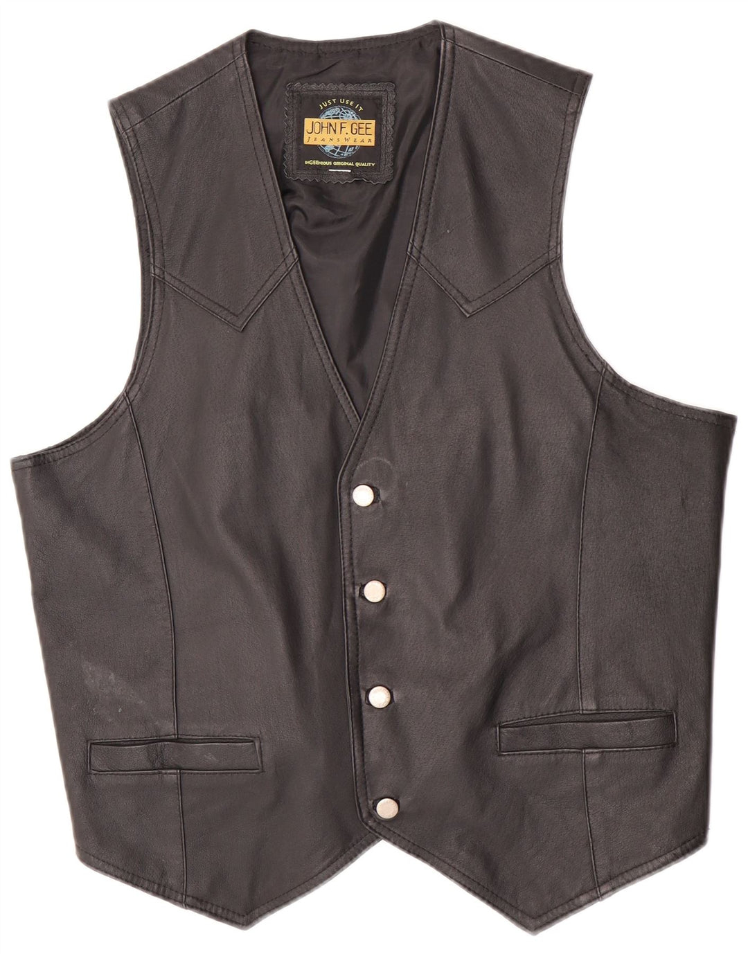 Gilet in pelle da uomo John F Gee grande in pelle nera
