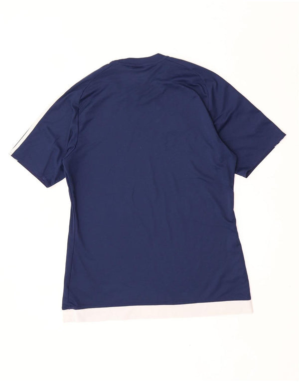 T-shirt Adidas Climalite da uomo Top medio in poliestere color block blu navy
