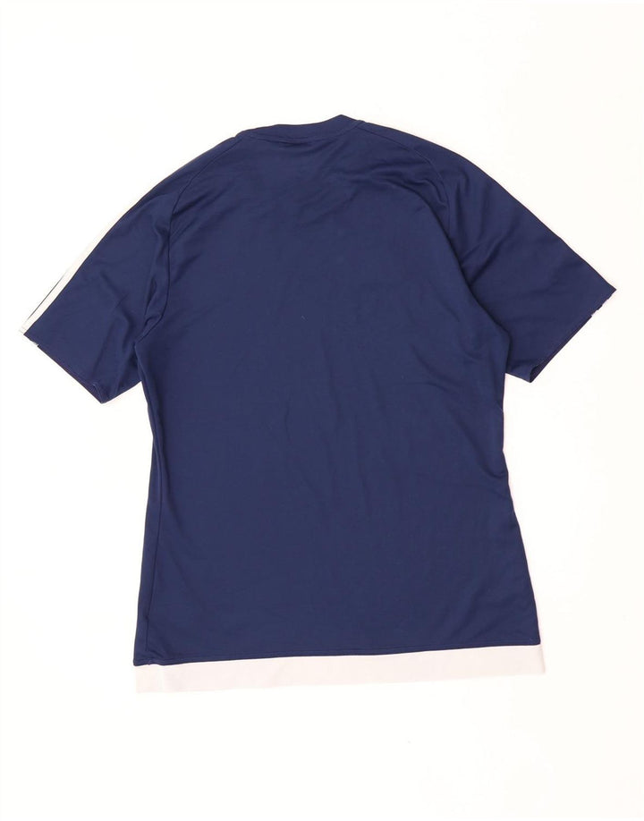 T-shirt Adidas Climalite da uomo Top medio in poliestere color block blu navy