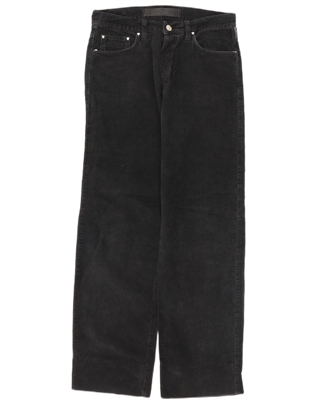 Pantaloni dritti da uomo in velluto a coste VERSACE W31 L29 cotone nero