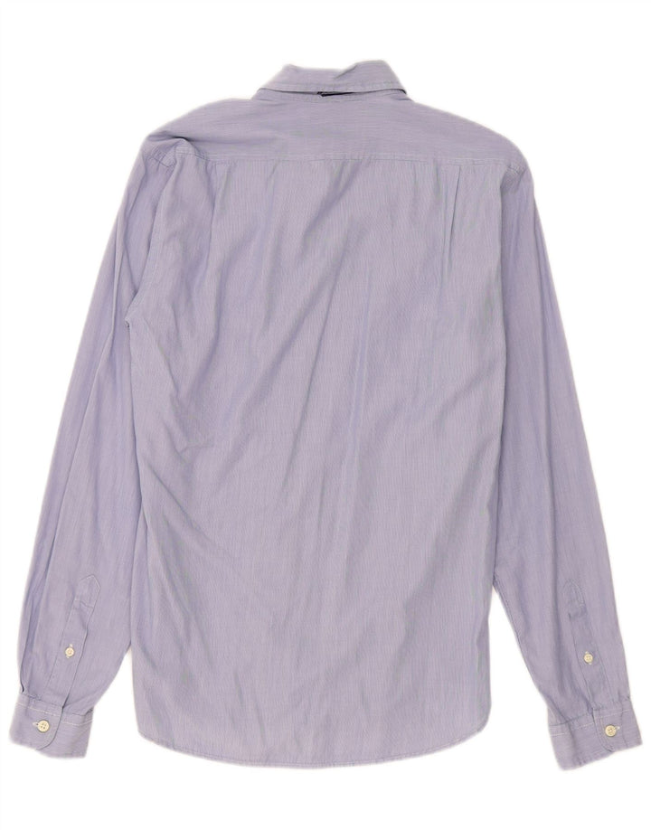 Camicia da uomo Woolrich piccola in cotone gessato blu