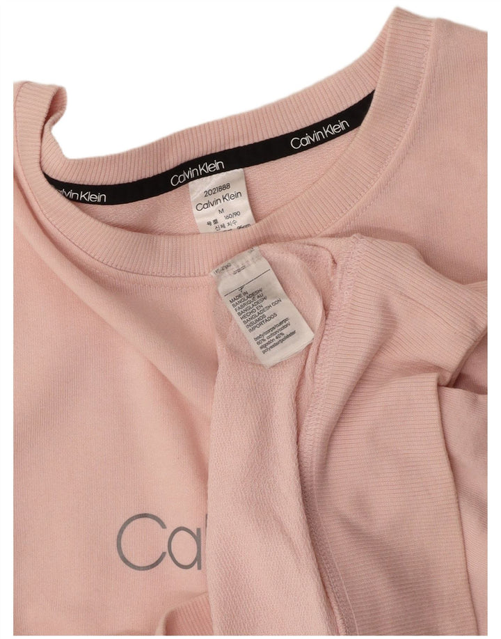 CALVIN KLEIN Felpa con grafica da donna Maglione UK 14 Cotone rosa medio