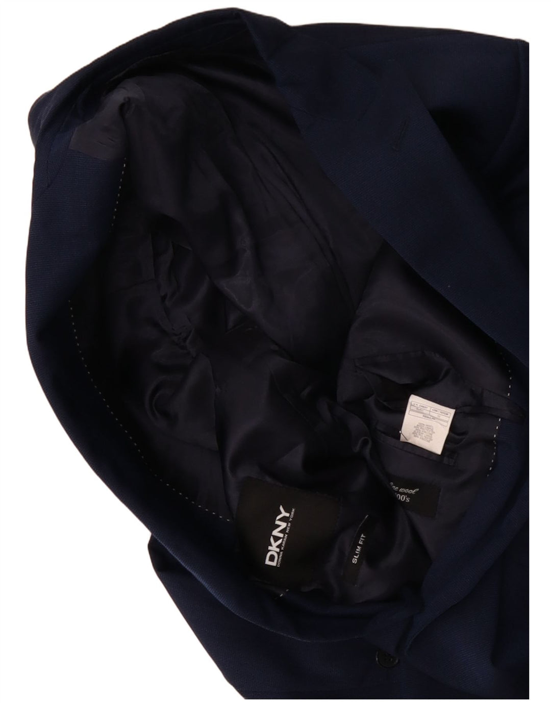 Giacca blazer da uomo slim fit DKNY a 2 bottoni IT 52 XL lana blu navy