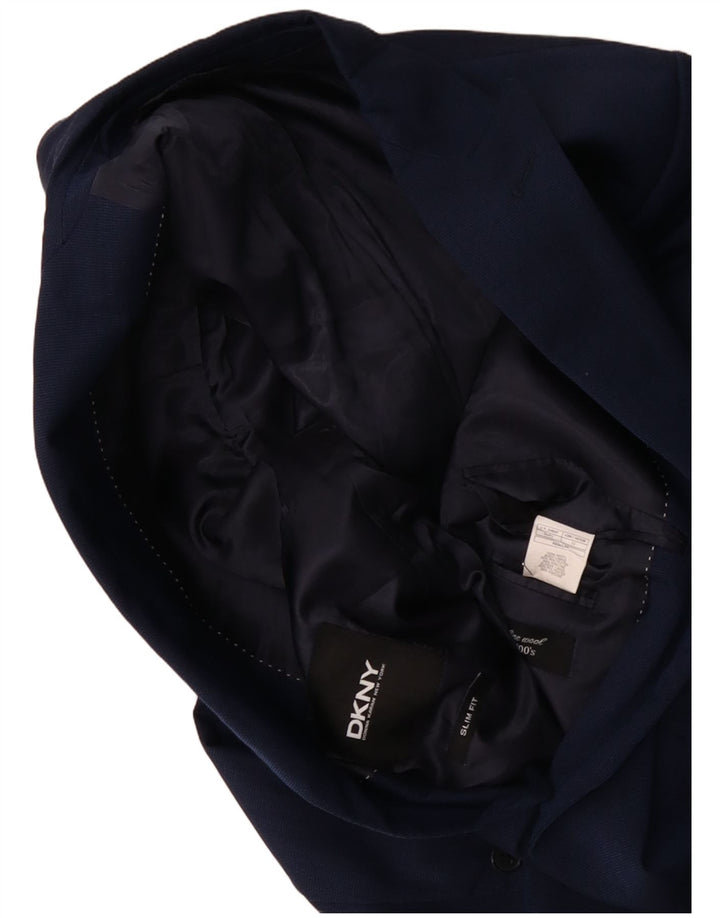 Giacca blazer da uomo slim fit DKNY a 2 bottoni IT 52 XL lana blu navy