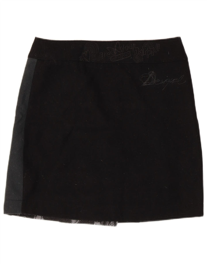 Mini gonna avvolgente grafica da donna Desigual EU 38 media W32 patchwork nero