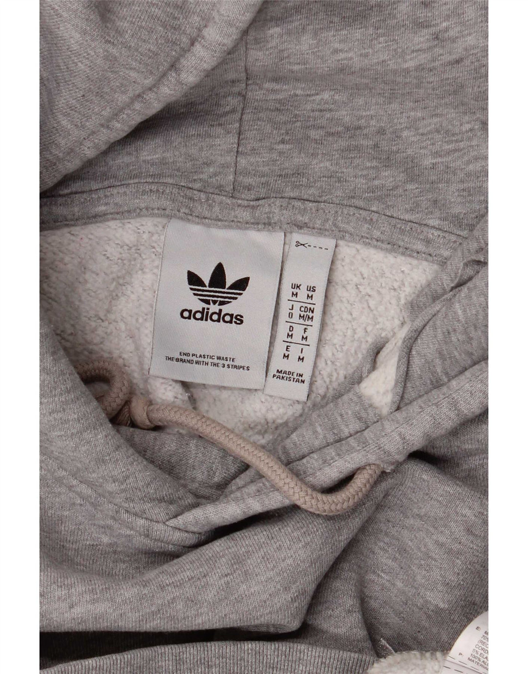 Felpa con cappuccio da uomo Adidas in cotone chiazzato grigio medio