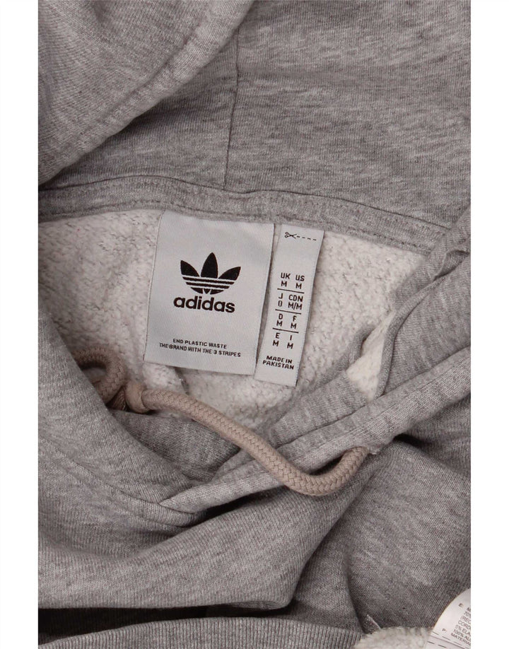 Felpa con cappuccio da uomo Adidas in cotone chiazzato grigio medio