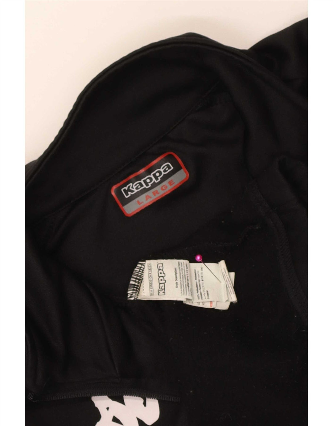 Felpa Kappa da uomo con zip e collo, maglione grande, nero, in poliestere