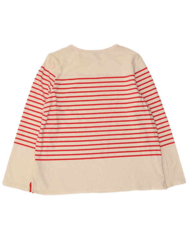 Joules Top da donna a maniche lunghe UK 18 XL Cotone a righe bianco sporco