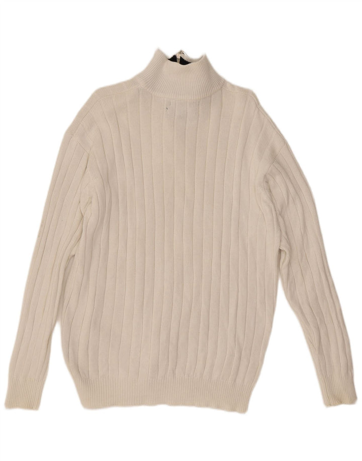 Tommy Hilfiger Uomo Maglione con Zip Collo Maglione Grande Cotone Bianco