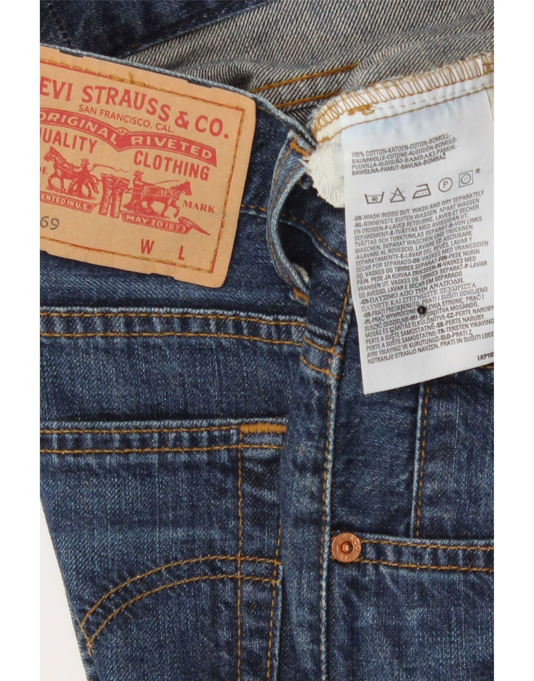 Gonna in denim 669 da donna Levi's W28 cotone blu navy medio