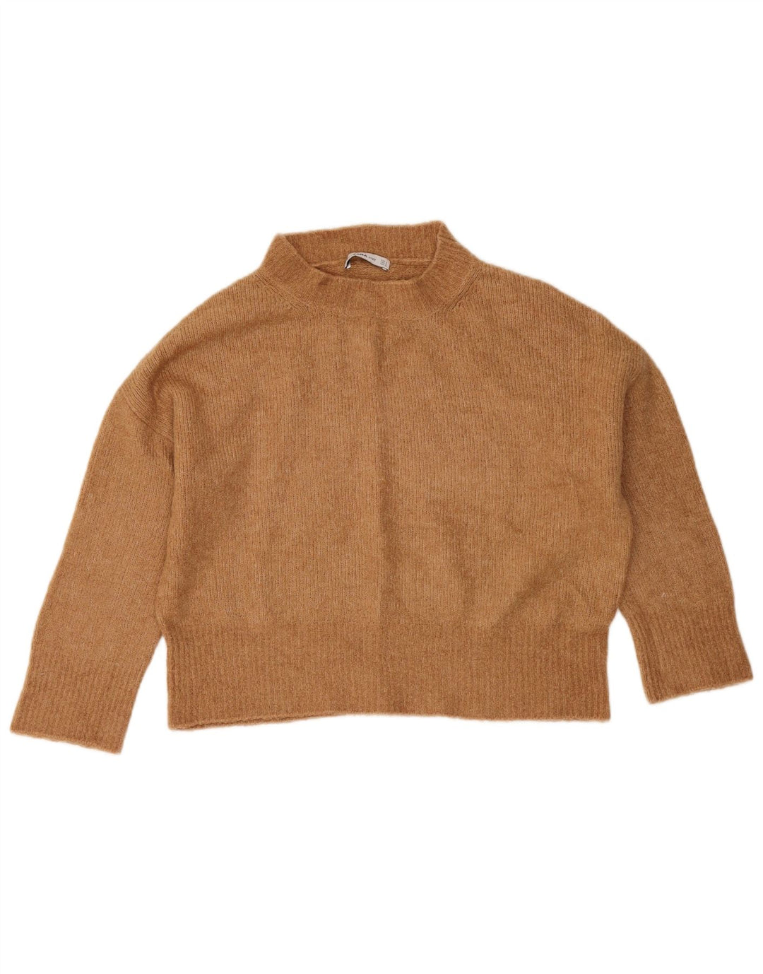 Maglione corto oversize con collo dolcevita da donna Zara UK 10 piccolo Beige