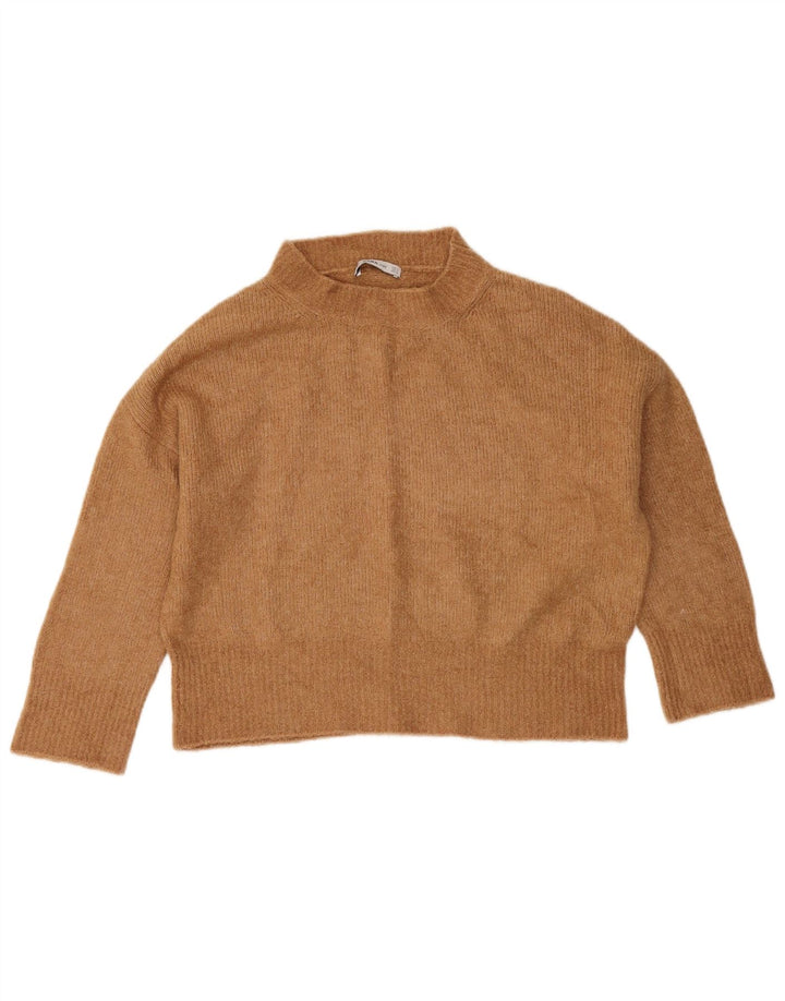 Maglione corto oversize con collo dolcevita da donna Zara UK 10 piccolo Beige