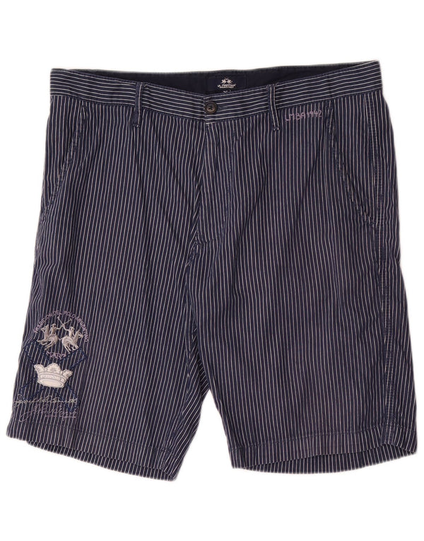 Pantaloncini chino da uomo La Martina W36 grande cotone gessato blu navy