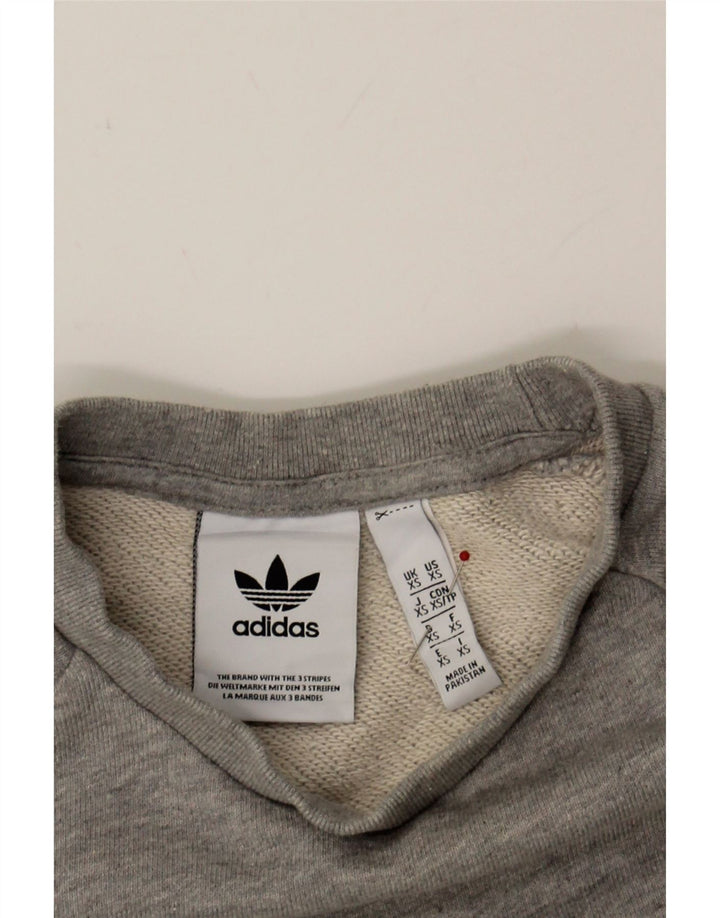 ADIDAS Womens Sweatshirt Jumper UK 6 XS Grey Cotton Vintage Adidas and Second-Hand Adidas from Messina Hembry 