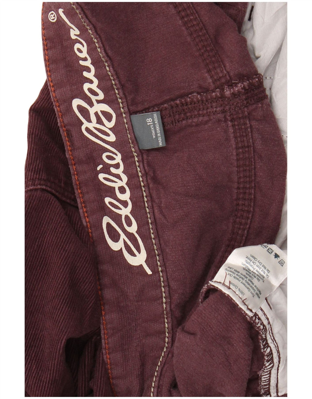 EDDIE BAUER Pantaloni da donna in velluto a coste da fidanzato US 18 2XL W38 L31 Bordeaux