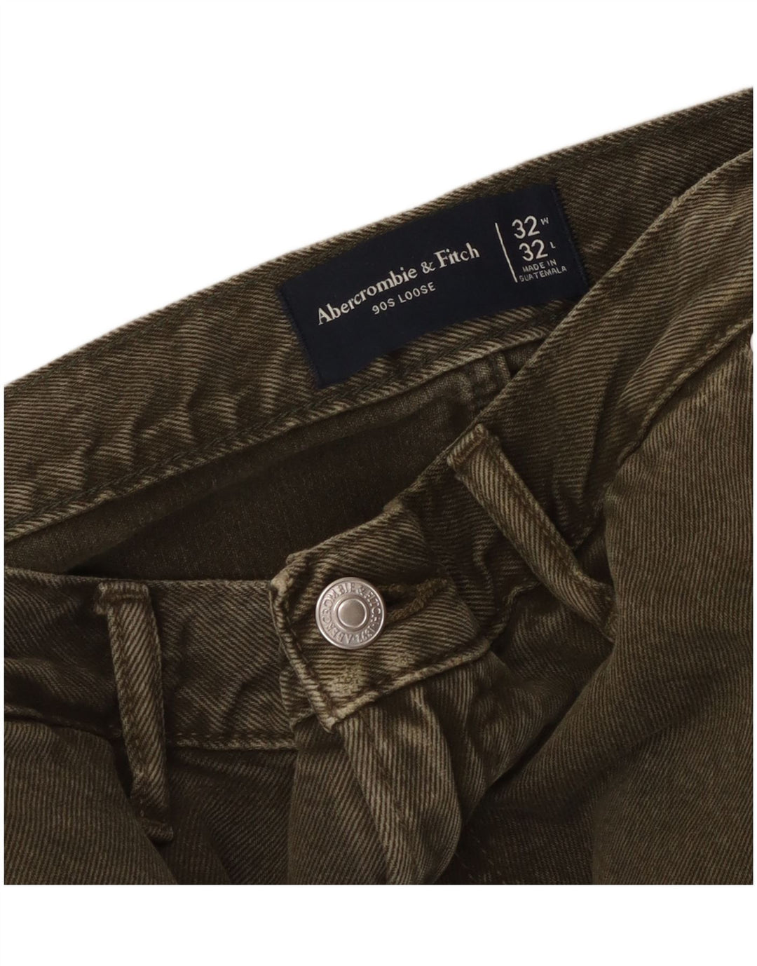 ABERCROMBIE & FITCH Pantaloni cargo larghi da uomo W32 L32 kaki anni '90