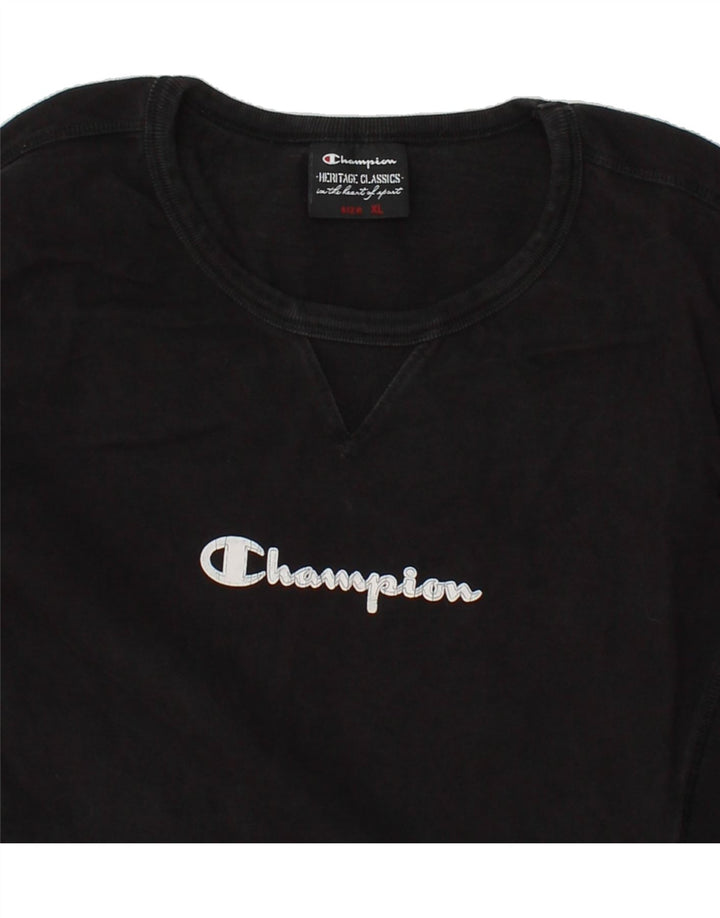 CHAMPION Womens Heritage Classics Graphic Top Long Sleeve UK 20 2XL Black Vintage Champion and Second-Hand Champion from Messina Hembry 
