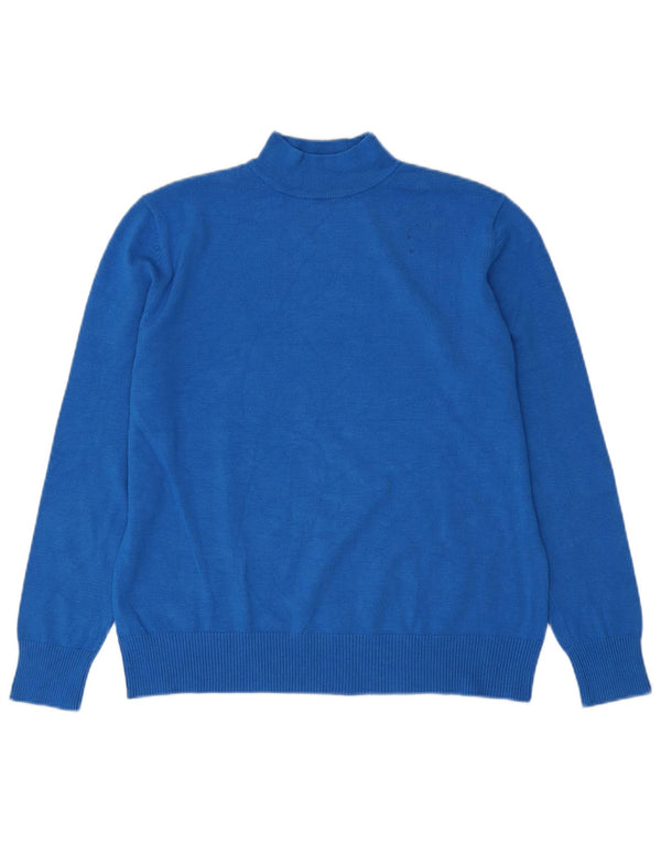 Maglione maglione da donna CASAMIA con collo alto UK 16 grande viscosa blu