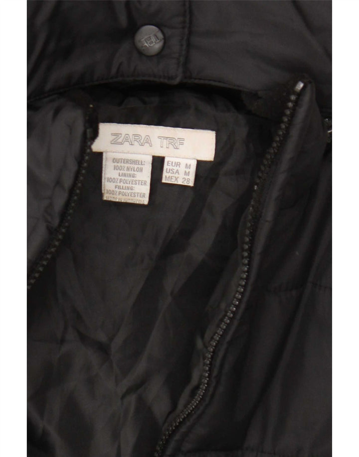Giacca imbottita con cappuccio da donna Zara UK 14 nylon nero medio