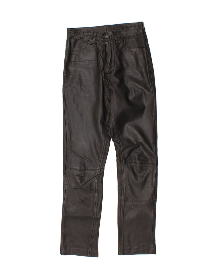 IMPULS Womens Leather Trousers Small W28 L30 Black Leather Vintage Impuls and Second-Hand Impuls from Messina Hembry 
