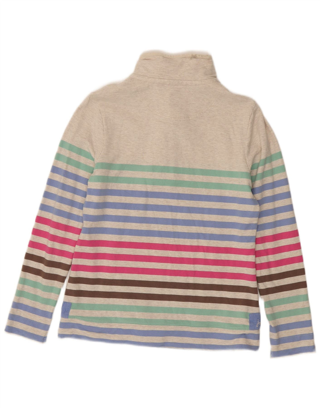 JOULES Womens Button Neck Sweatshirt Jumper UK 12 Medium Grey Striped