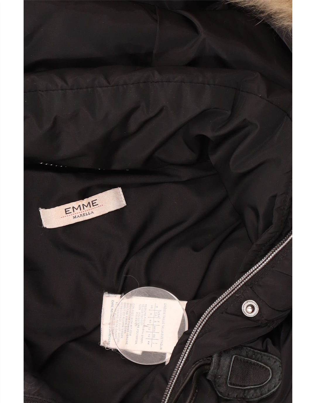 Montgomery imbottito con cappuccio EMME da donna Marella UK 12 poliestere nero medio