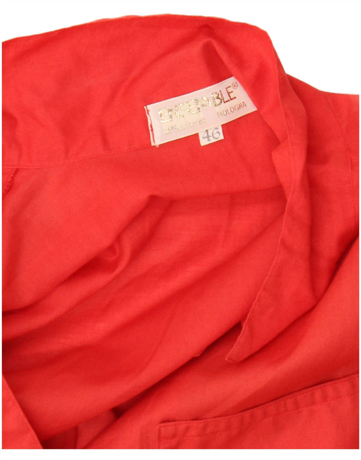 Camicia vintage da donna a maniche corte IT 46 Large in cotone rosso