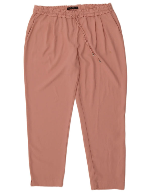 Pantaloni corti affusolati a vita alta da donna Zara UK 18 XL W32 L27 Rosa