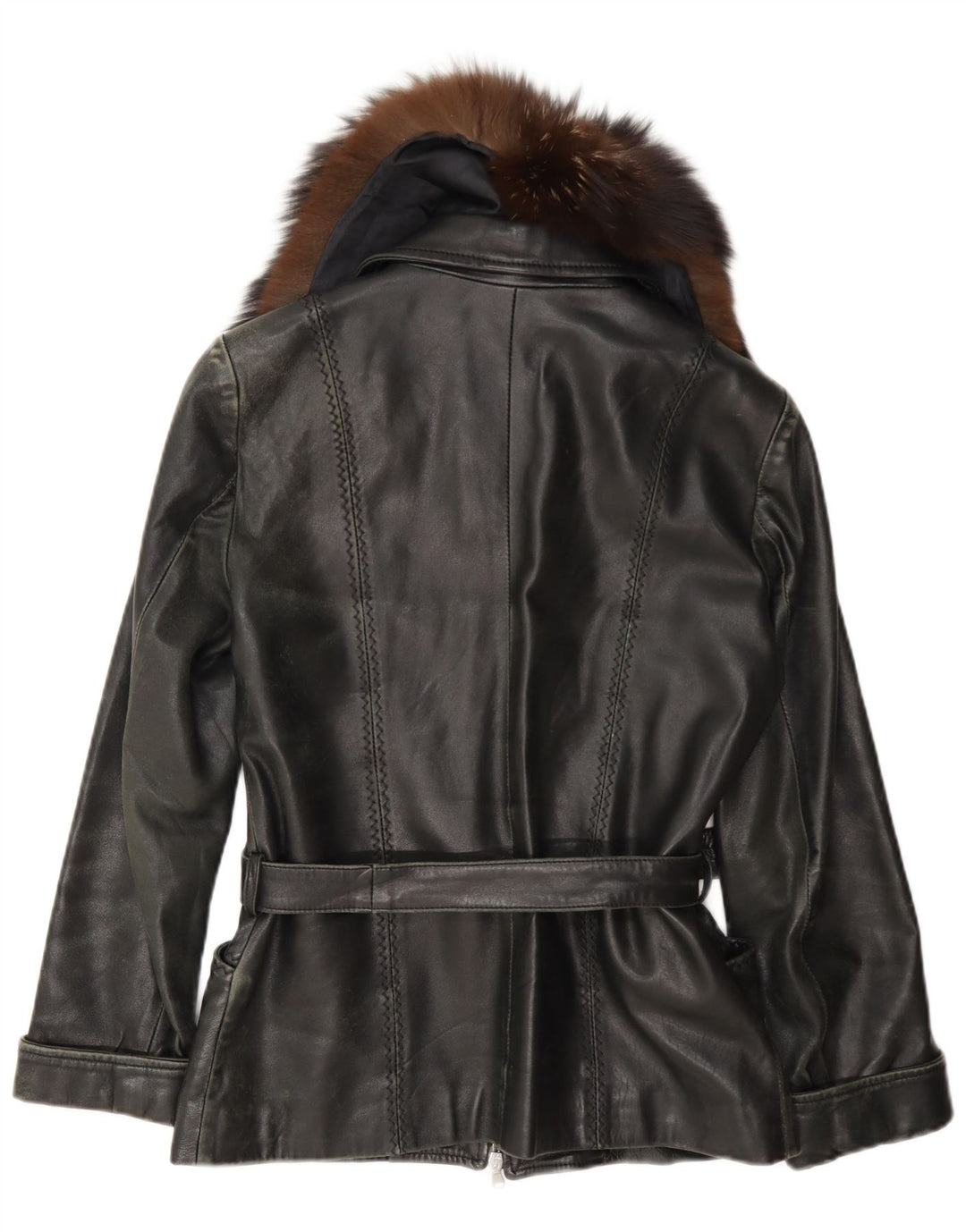 Giacca in pelle vintage da donna UK 12 media nera