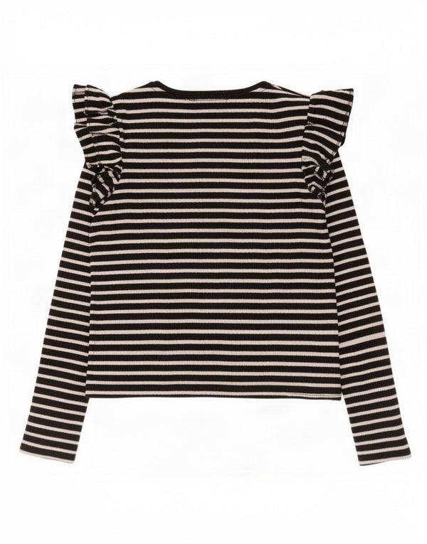 Zara Womens Top Long Sleeve UK 12 Medium Black Striped