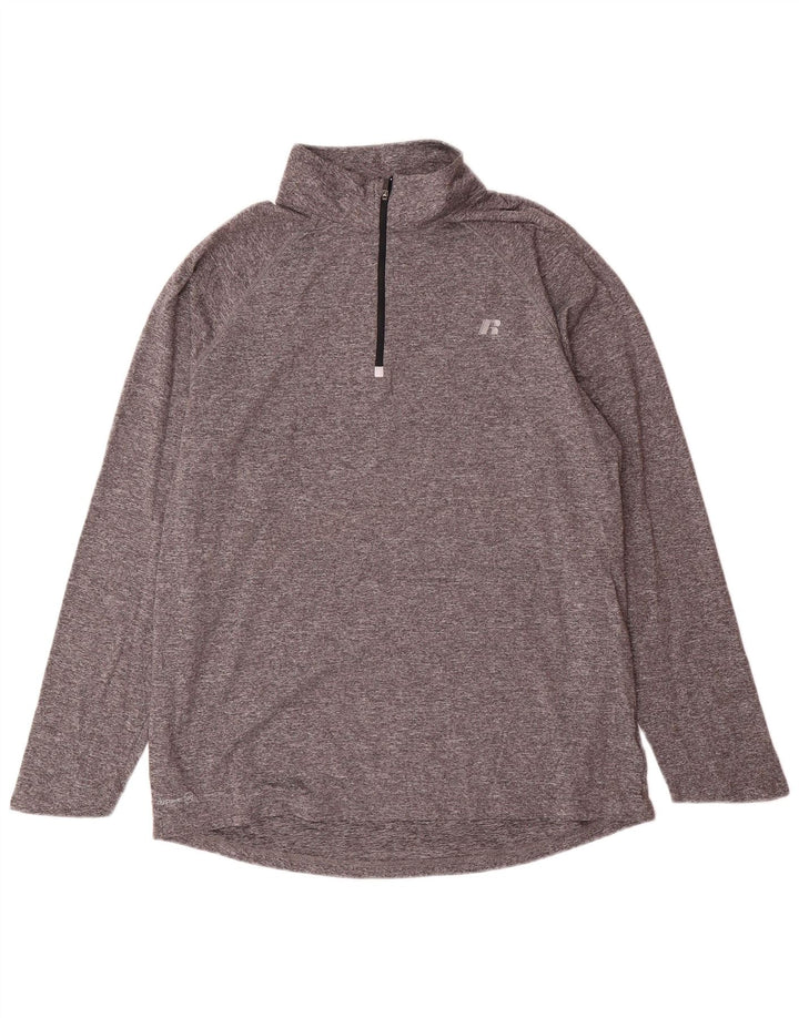 RUSSELL ATHLETIC Top da tuta pullover Dri-Power da uomo UK 42/44 Large Grigio