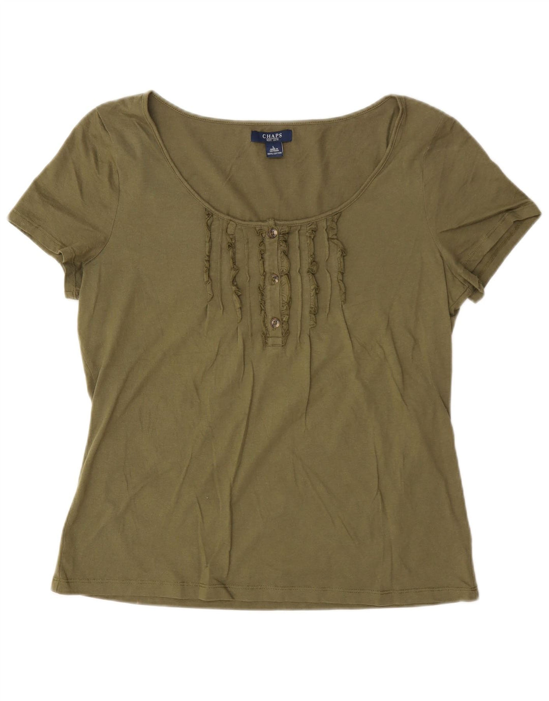 T-shirt da donna Chaps Top UK 16 grande cotone kaki
