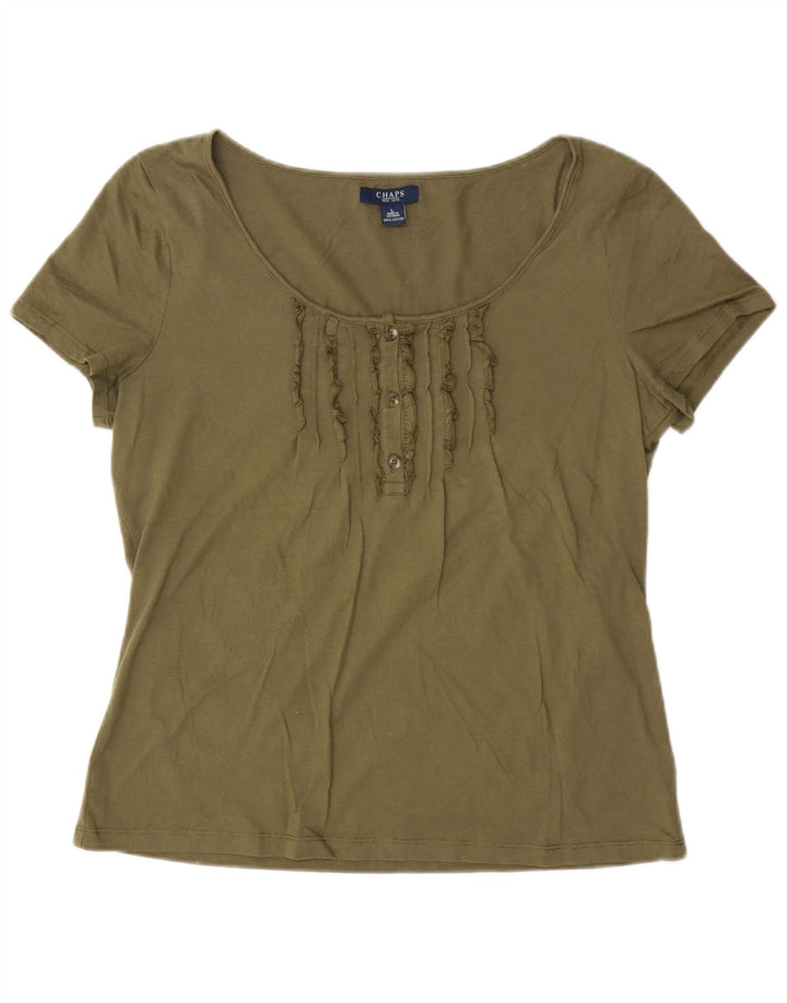 T-shirt da donna Chaps Top UK 16 grande cotone kaki