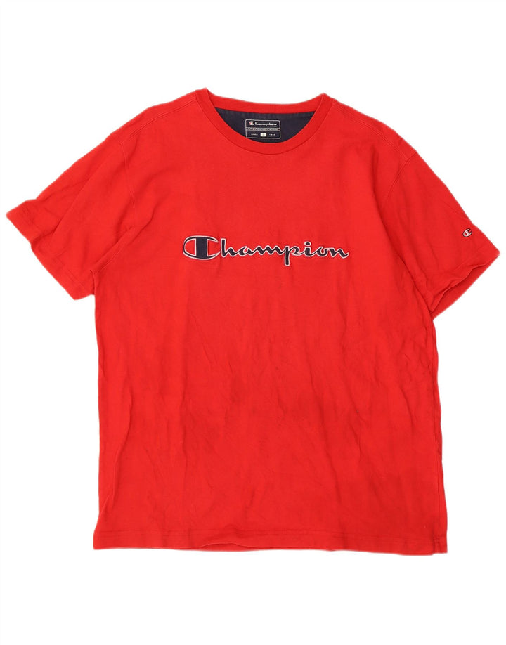 T-shirt grafica da uomo CHAMPION Top grande in cotone rosso