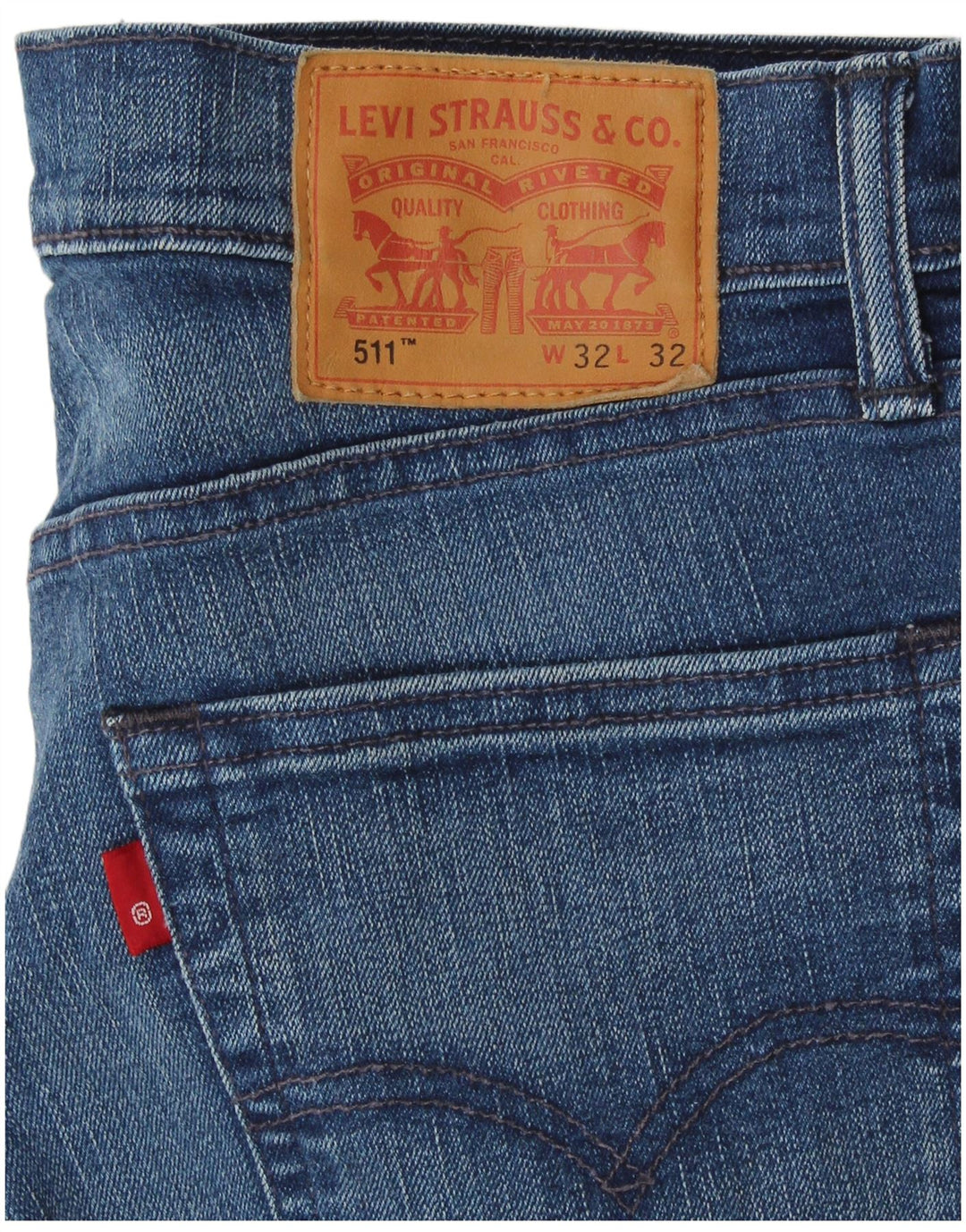 LEVI'S Pantaloncini di jeans 511 da donna W32 grandi in cotone blu