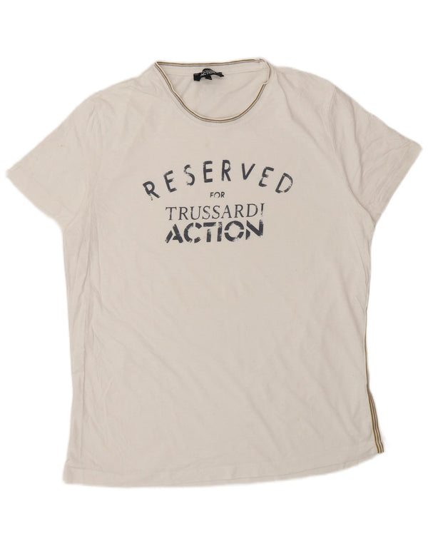 T-shirt grafica da uomo Trussardi Top 2XL in cotone bianco