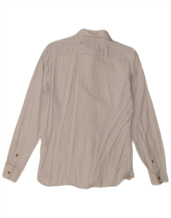 Ted Baker Camicia da uomo con motivo astratto taglia 3 cotone bianco sporco medio