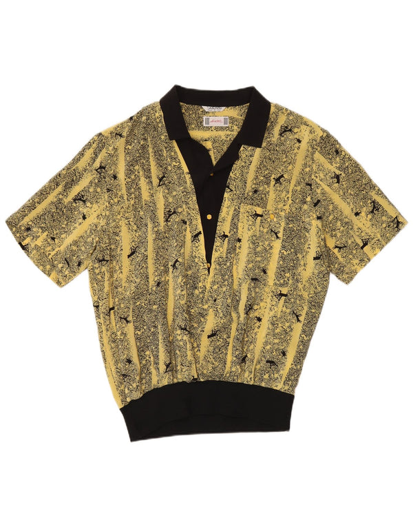 Desiree Womens Oversized Abstract Pattern Pullover Shirt UK 14 Large Yellow