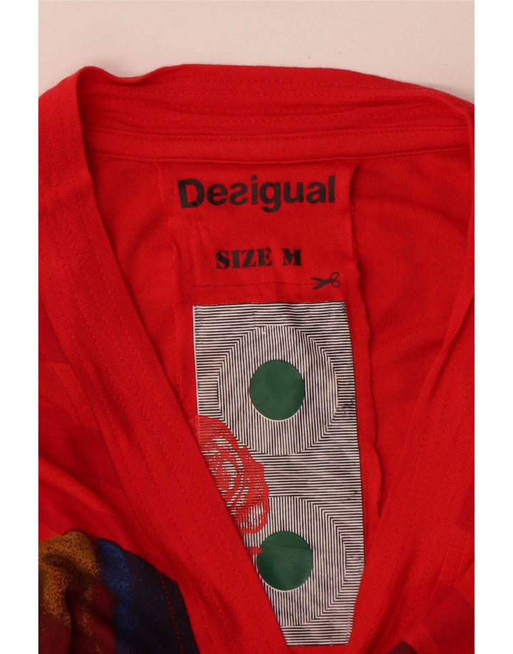 Desigual Womens Graphic Top manica lunga UK 12 medio rosso viscosa