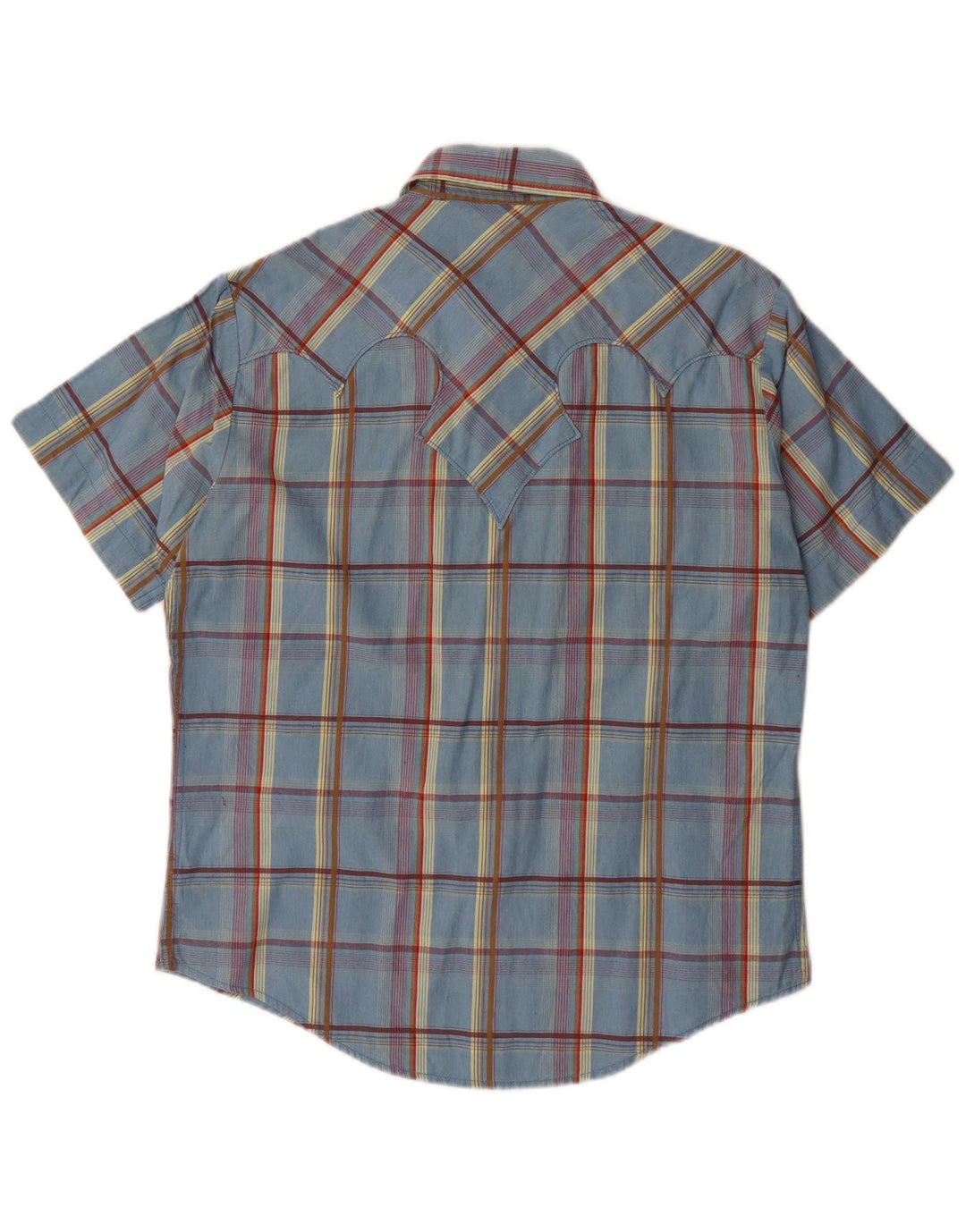Camicia a maniche corte da uomo Marlboro Classics in cotone a quadri blu medio