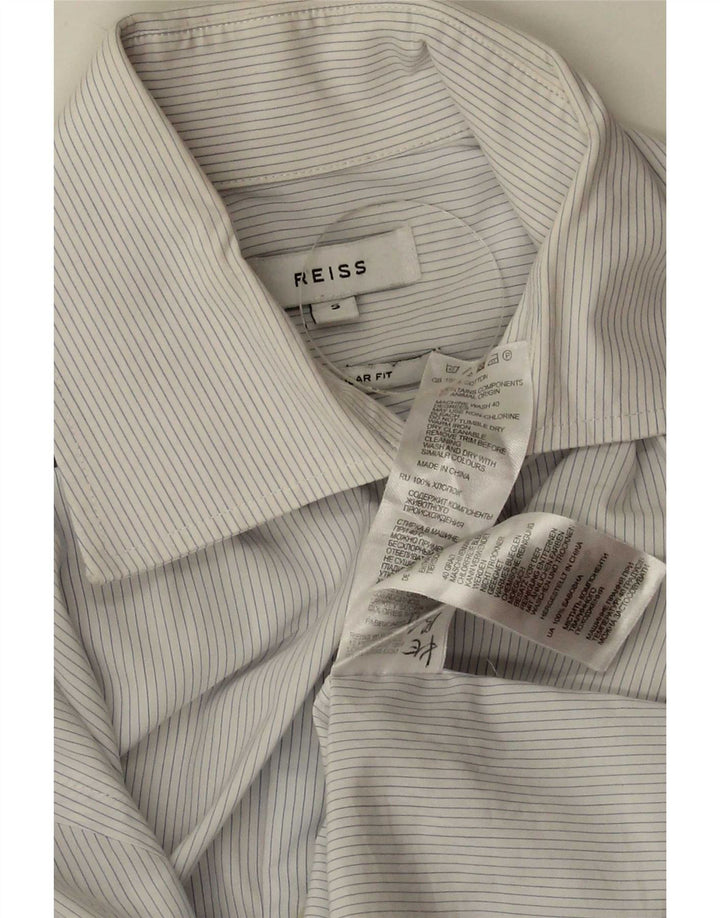 Camicia Reiss da uomo vestibilità regolare piccola in cotone gessato bianco