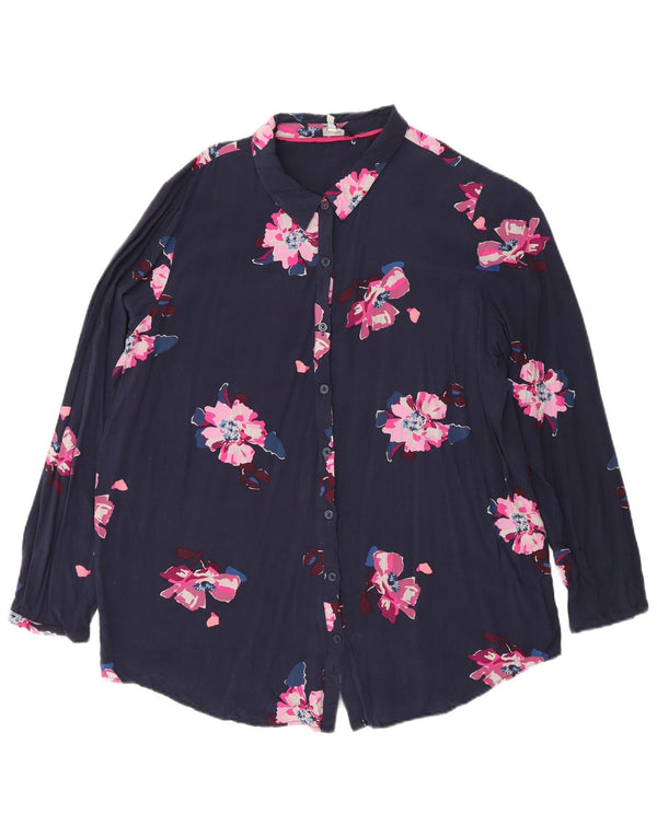 Camicia da donna Joules UK 16 Grande viscosa floreale blu navy