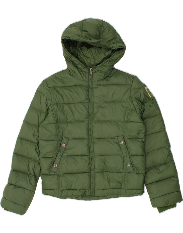BOMBOOGIE Boys Hooded Padded Jacket 11-12 Years Green Nylon